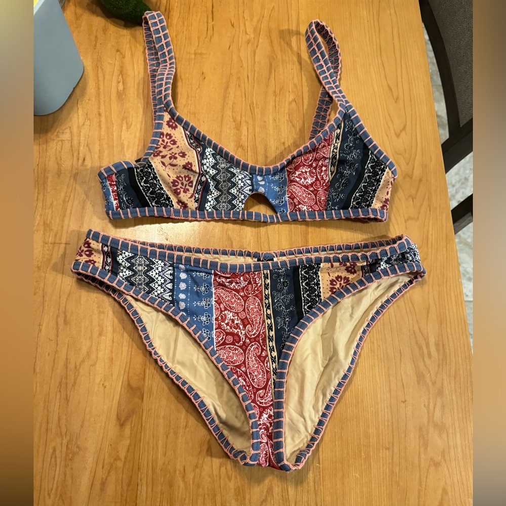 Mink Pink Paisley Print Cut Out Bikini